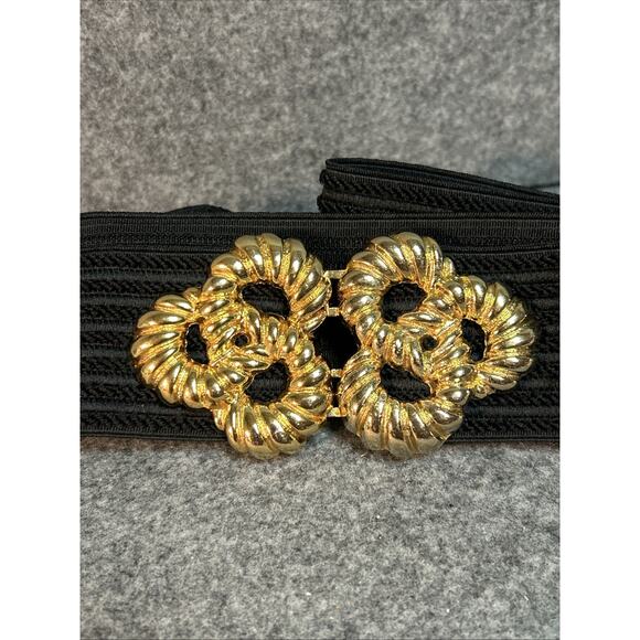 Gold Tone Metal Interlocking Belt Buckle, 2 Pieces, Puffed Rope Design - Picture 1 of 9